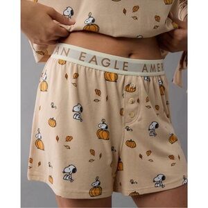 American Eagle AE Peanuts Fall 2024 Pumpkin Plush PJ Set - Small
